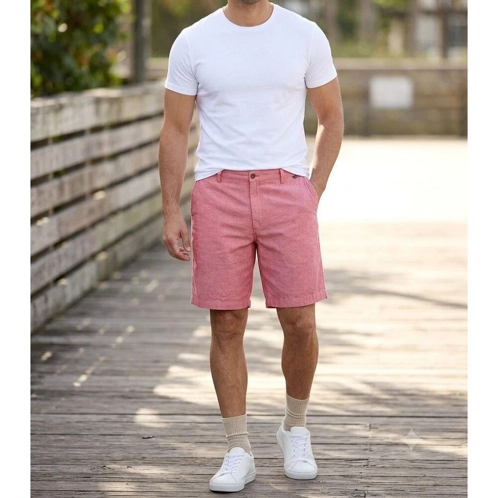 Saddlebred Shorts Men size 36W Pink Coral Red 100% Cotton.